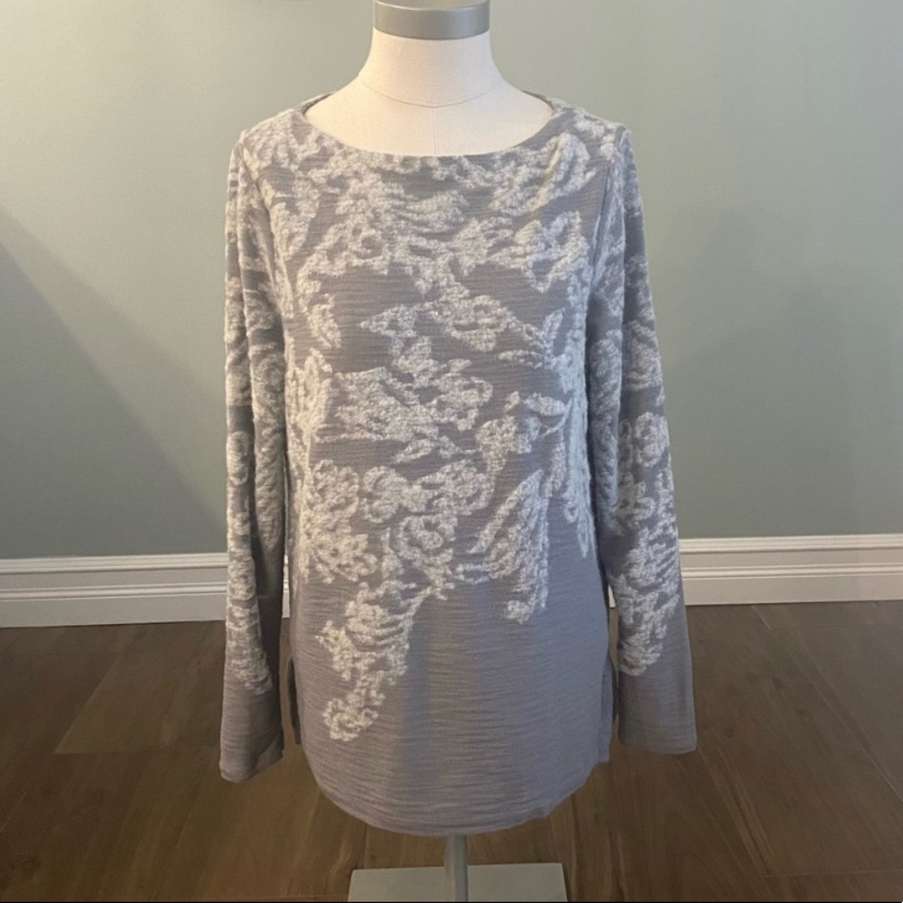 JJILL floral sweater - gray - size M